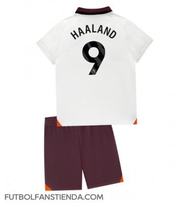 Manchester City Erling Haaland #9 Segunda Equipación Niños 2023-24 Manga Corta (+ Pantalones cortos)